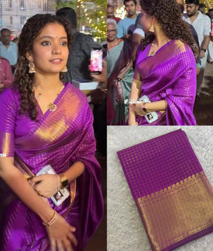 Ana Ben inspired Jari checks saree