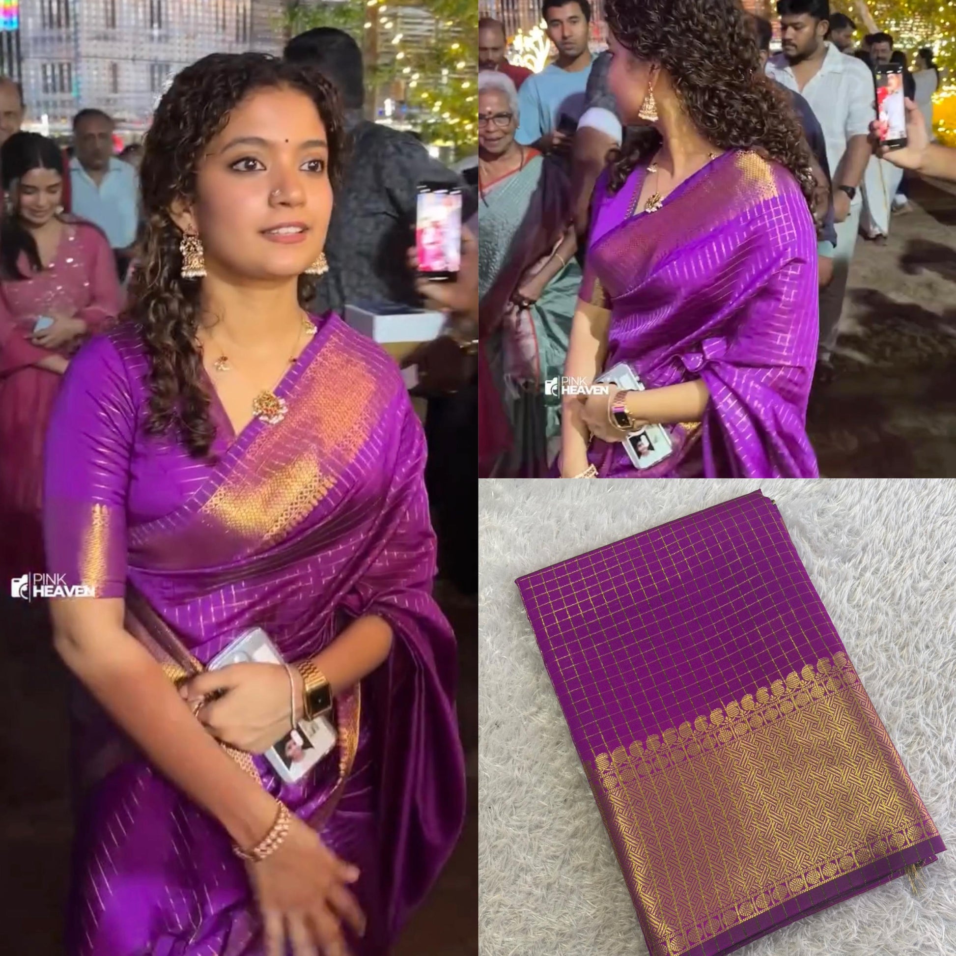 Ana Ben inspired Jari checks saree