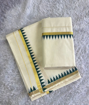 Anushree inspired temple set mundu 2.80 Premium quality