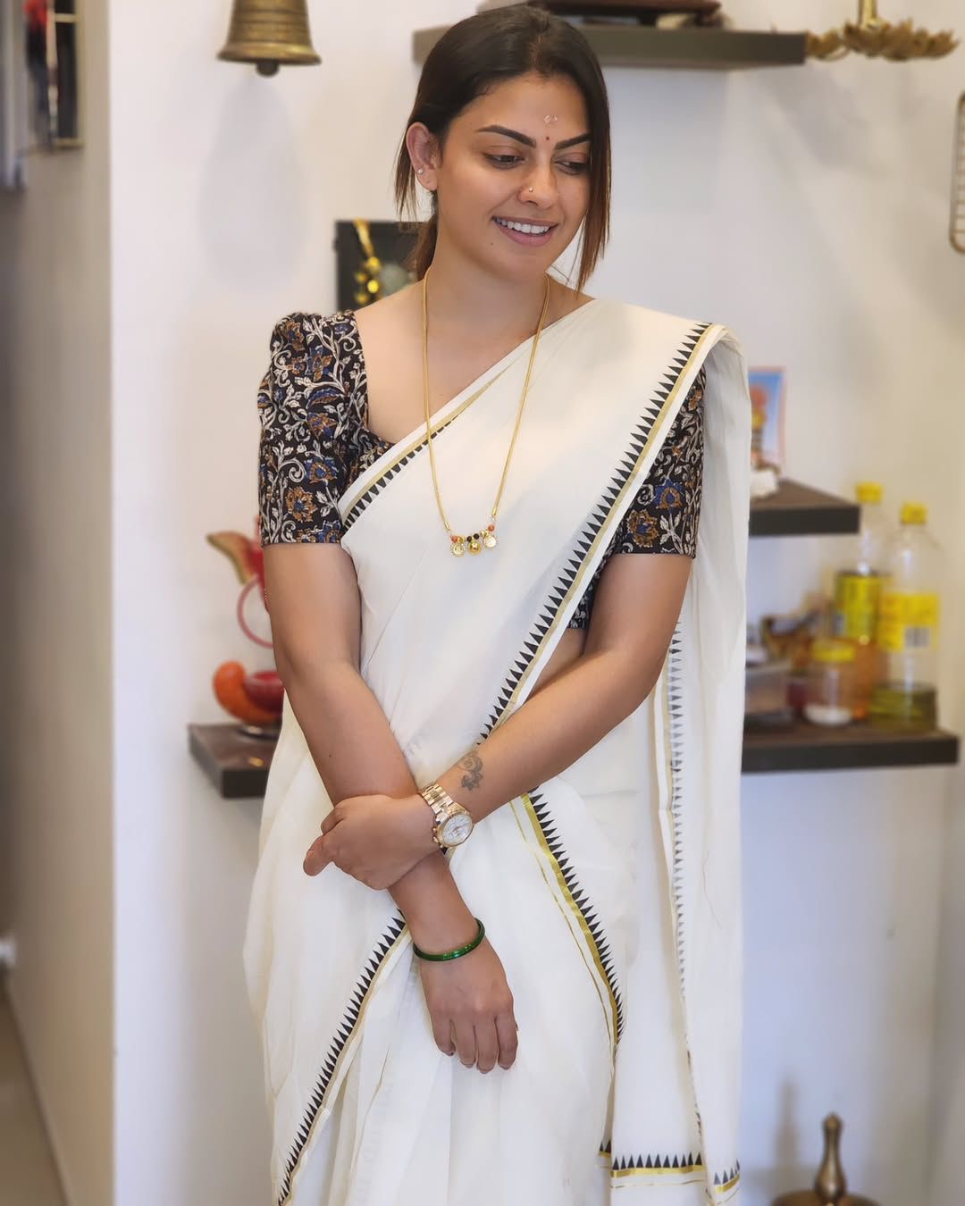 Anushree inspired temple set mundu 2.80 Premium quality