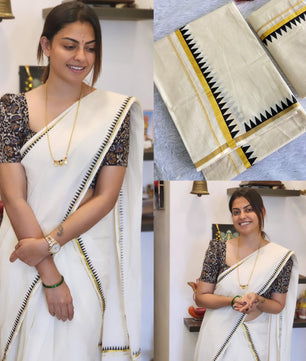 Anushree inspired temple set mundu 2.80 Premium quality