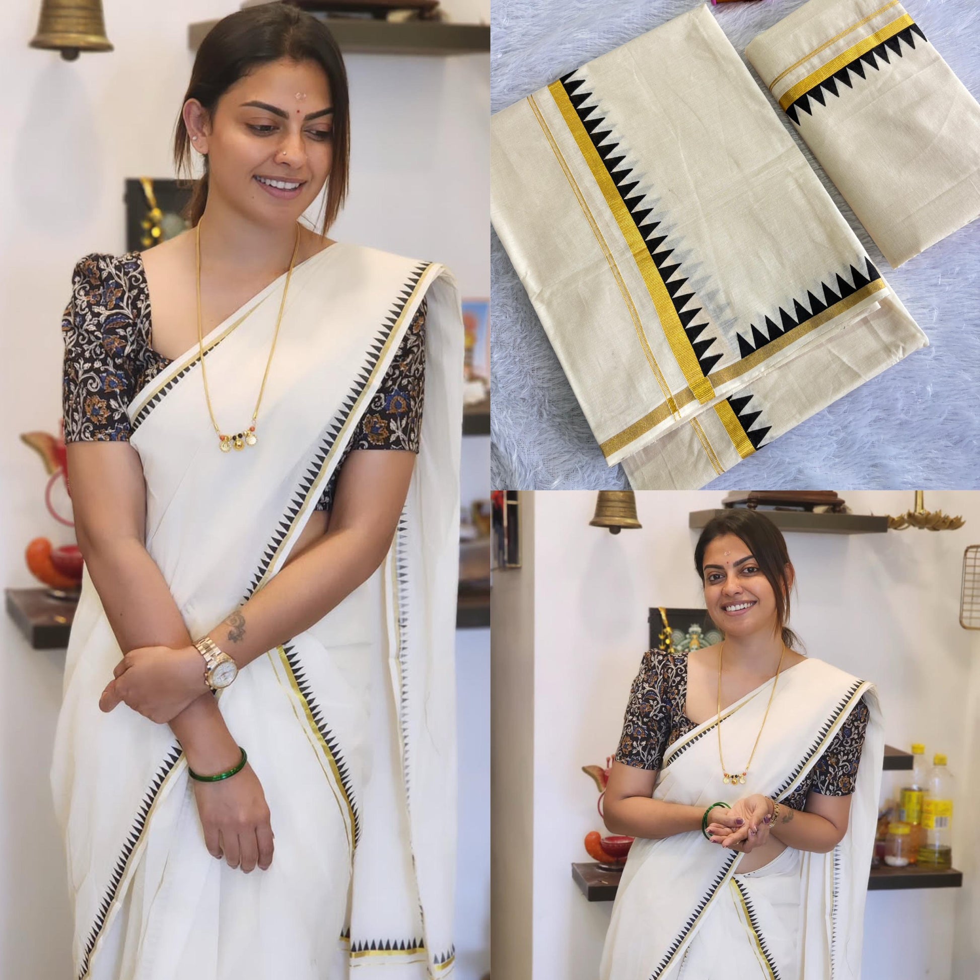 Anushree inspired temple set mundu 2.80 Premium quality