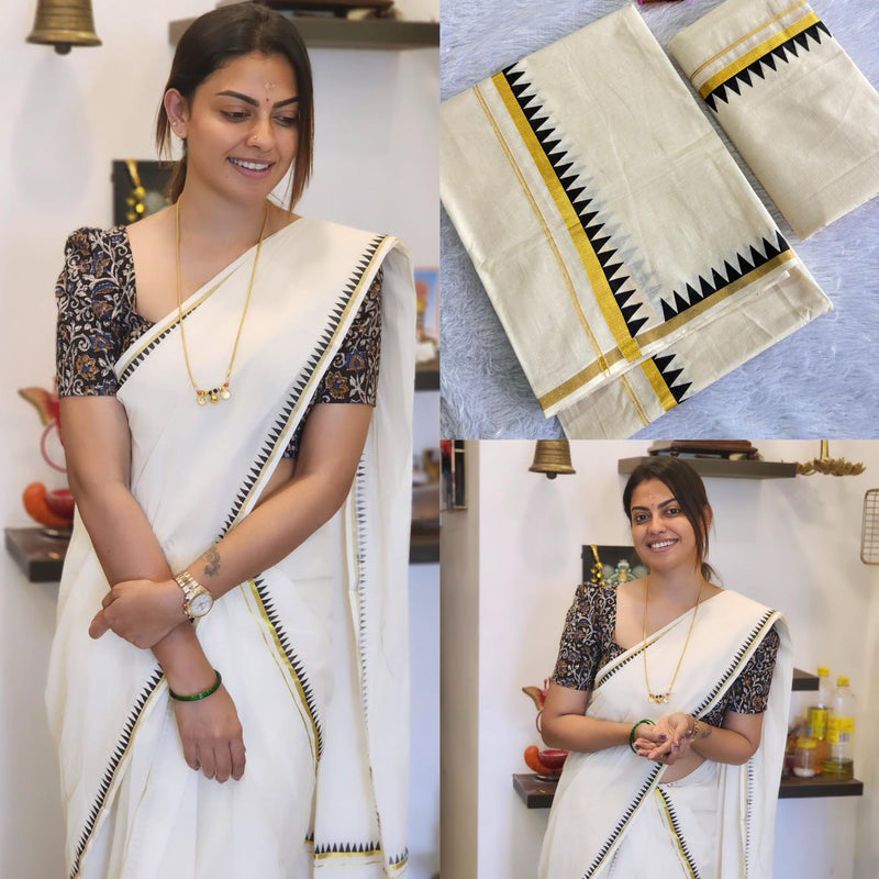 Anushree inspired temple set mundu 2.80 Premium quality
