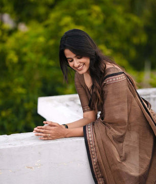 small polka border cotton saree