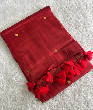 Nayanthara inspired metallic tissue saree