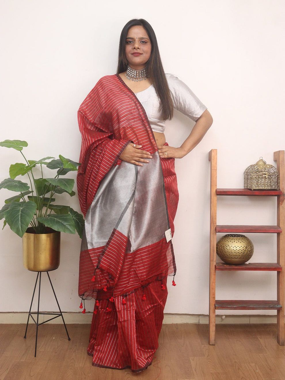 Cotton Silk Silver Line Saree