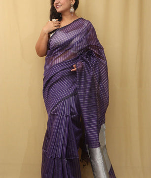 Cotton Silk Silver Line Saree