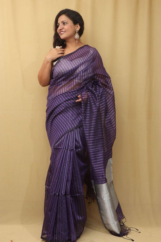 Cotton Silk Silver Line Saree