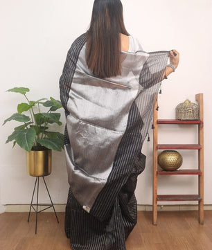 Cotton Silk Silver Line Saree