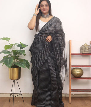 Cotton Silk Silver Line Saree