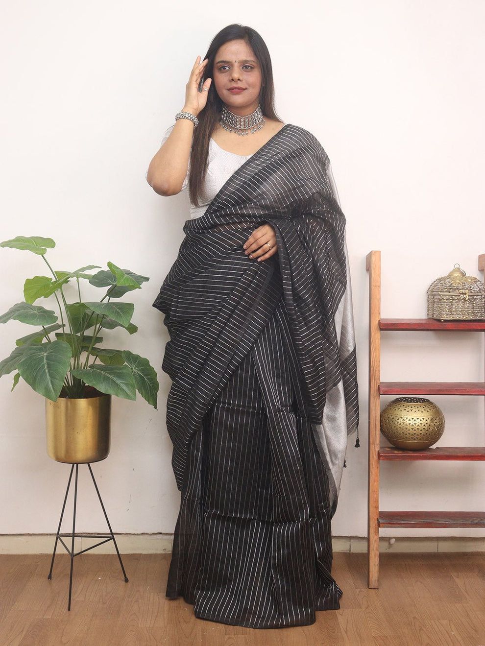 Cotton Silk Silver Line Saree