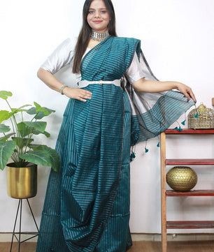 Cotton Silk Silver Line Saree