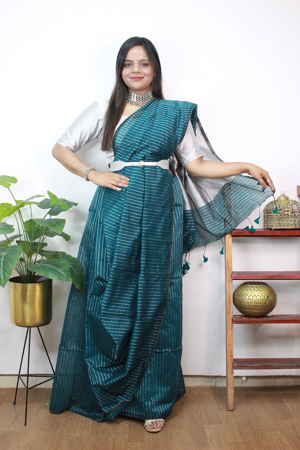 Cotton Silk Silver Line Saree