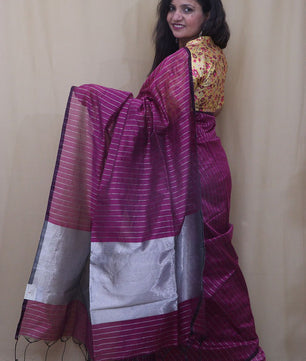 Cotton Silk Silver Line Saree