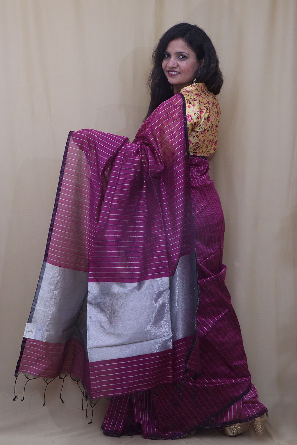 Cotton Silk Silver Line Saree