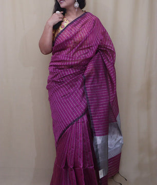Cotton Silk Silver Line Saree