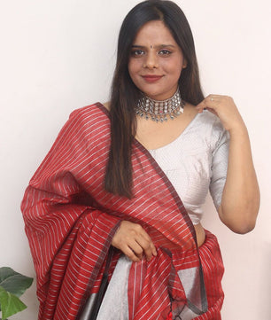 Cotton Silk Silver Line Saree