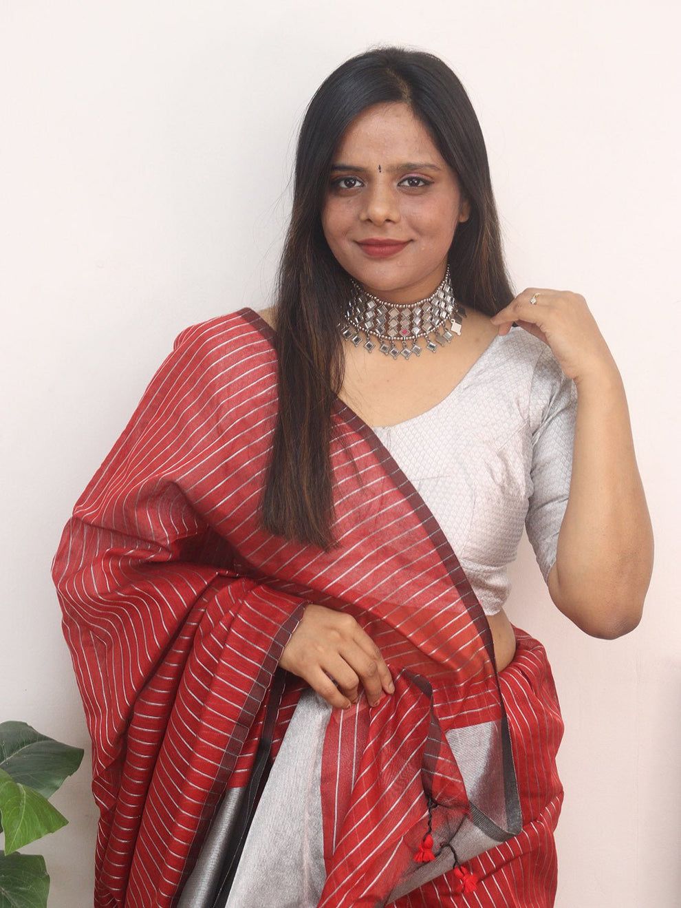 Cotton Silk Silver Line Saree