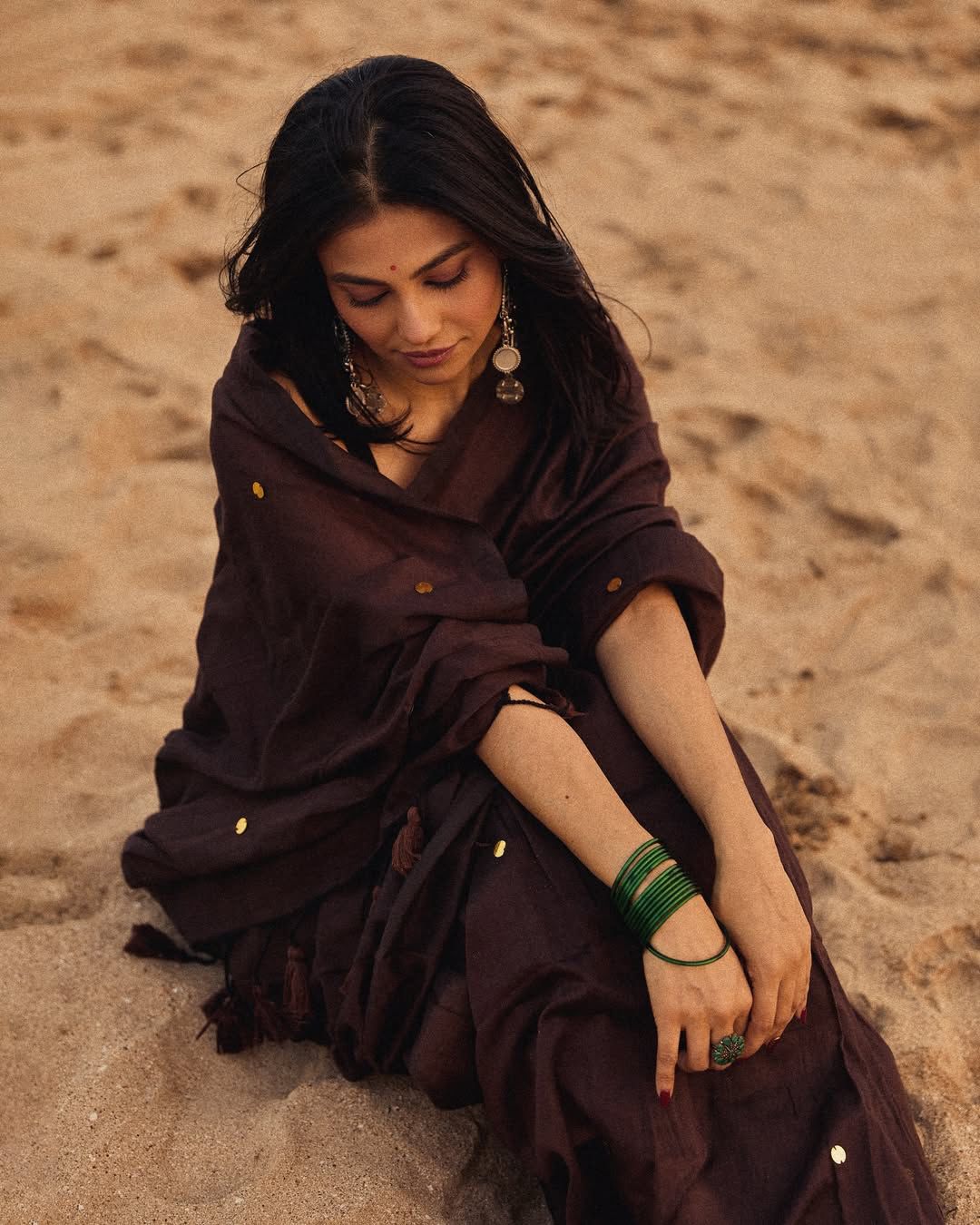 Nuvira chocolate brown 120s count mul cotton saree