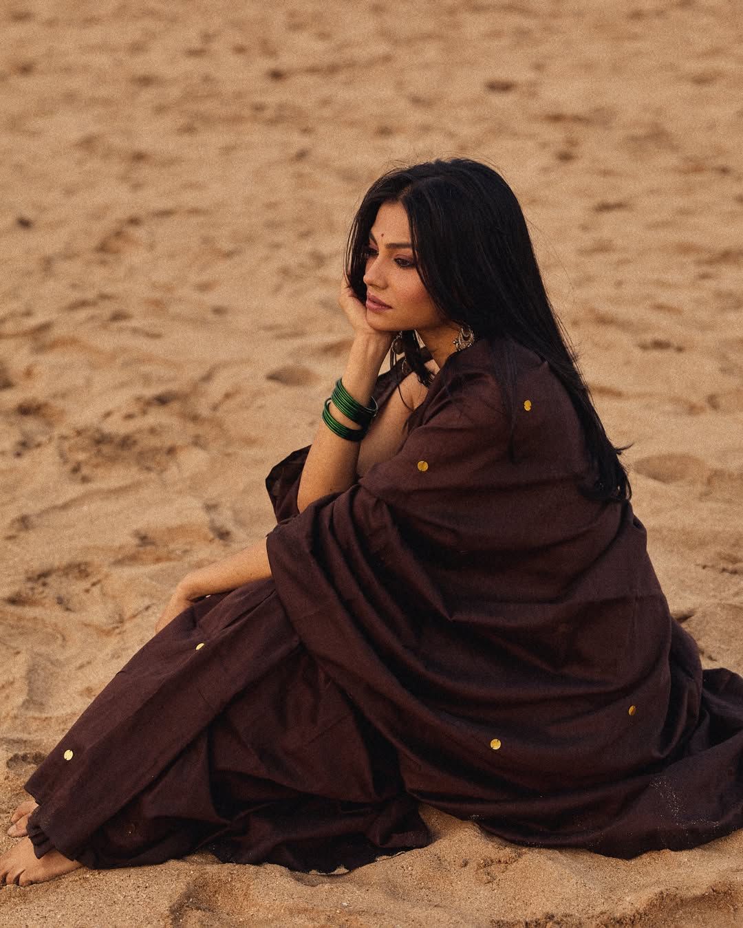 Nuvira chocolate brown 120s count mul cotton saree