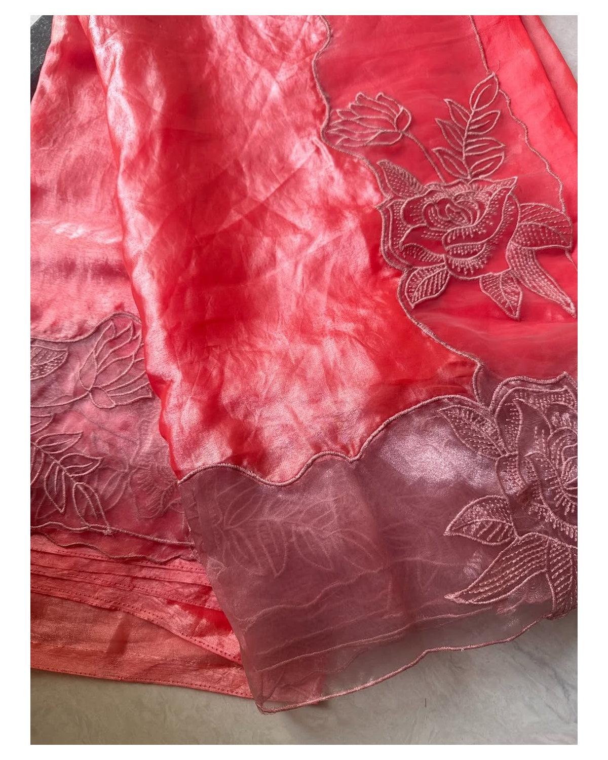 Aloura Premium glass tissue saree