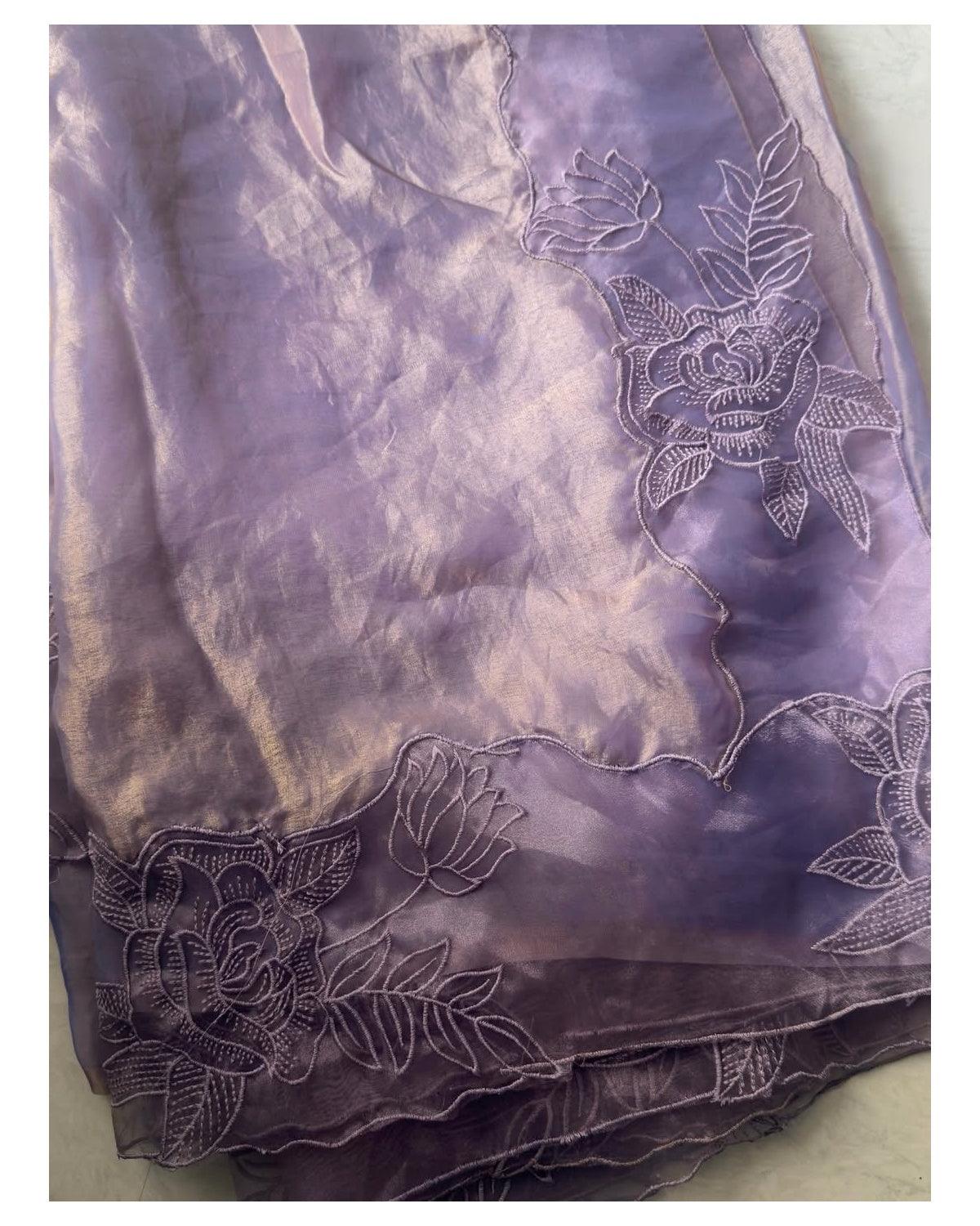 Aloura Premium glass tissue saree