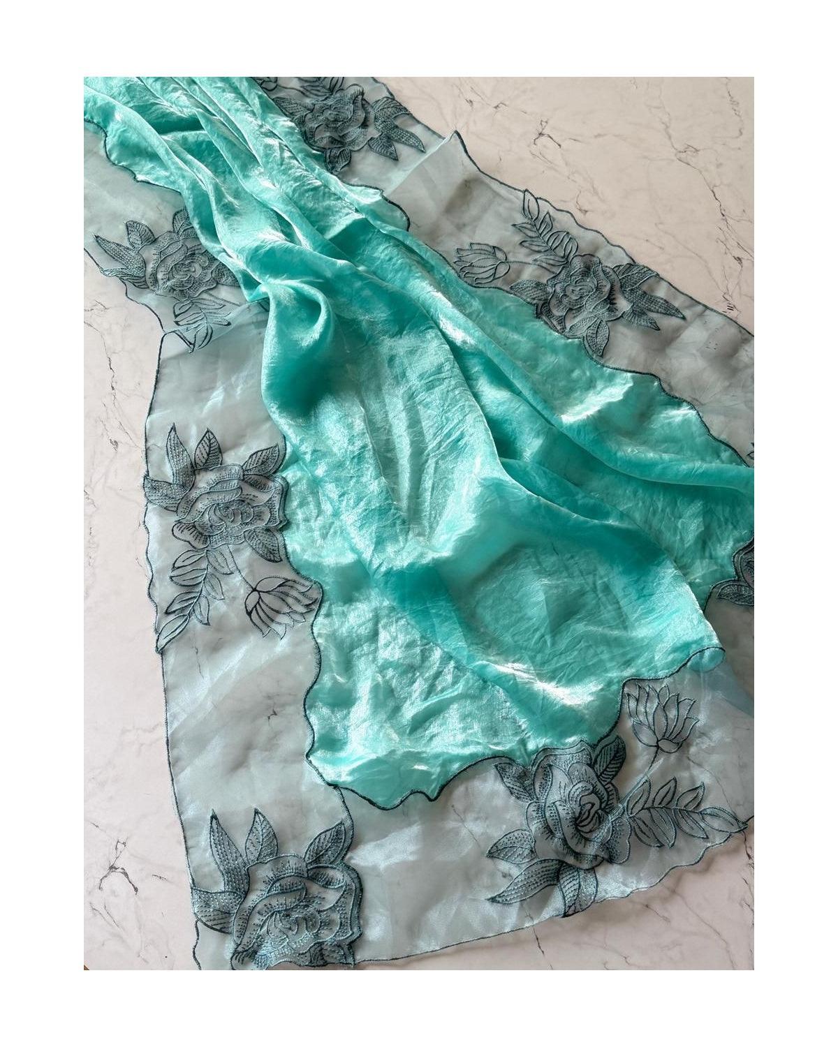 Aloura Premium glass tissue saree