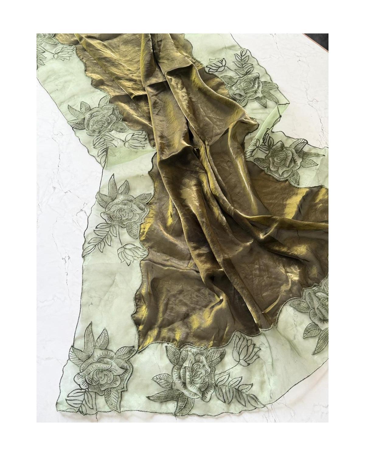 Aloura Premium glass tissue saree