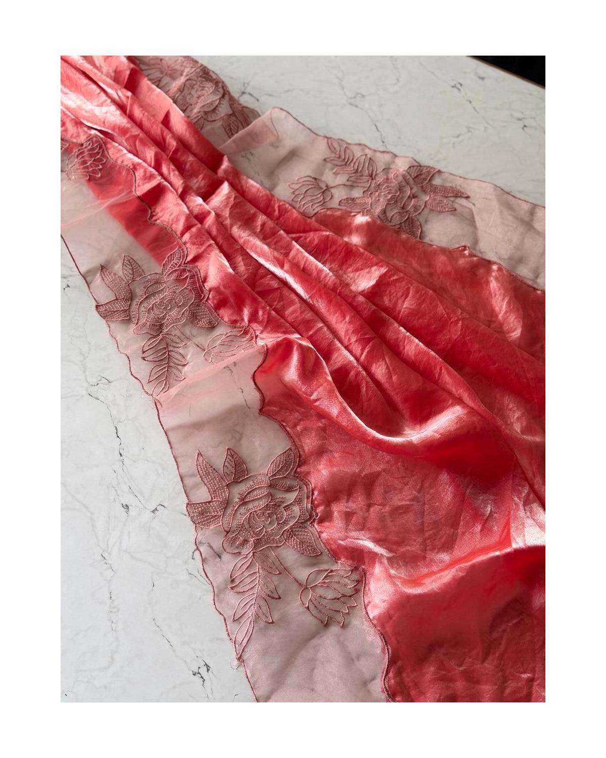 Aloura Premium glass tissue saree