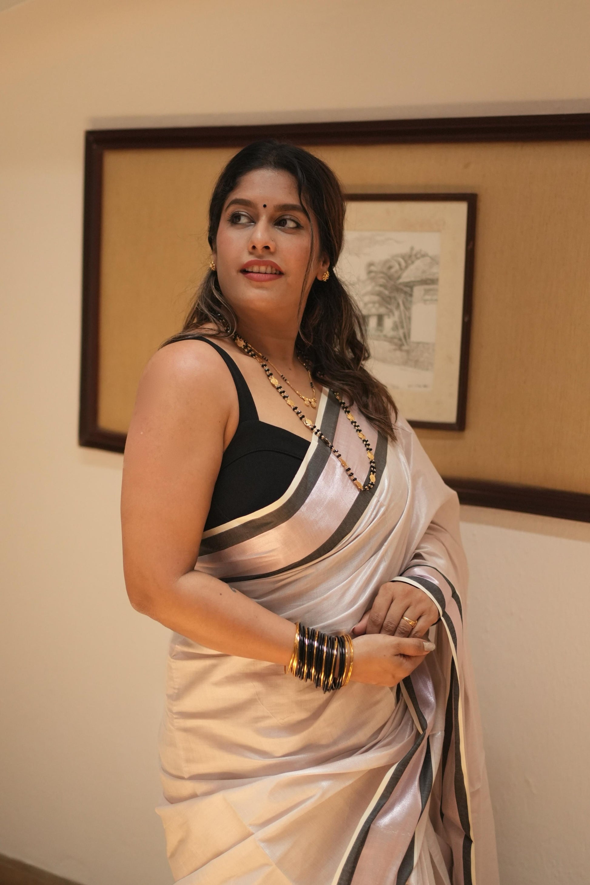Petaline rose gold Premium rose gold tissue saree