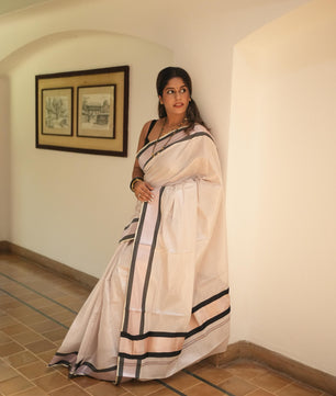 Petaline rose gold Premium rose gold tissue saree