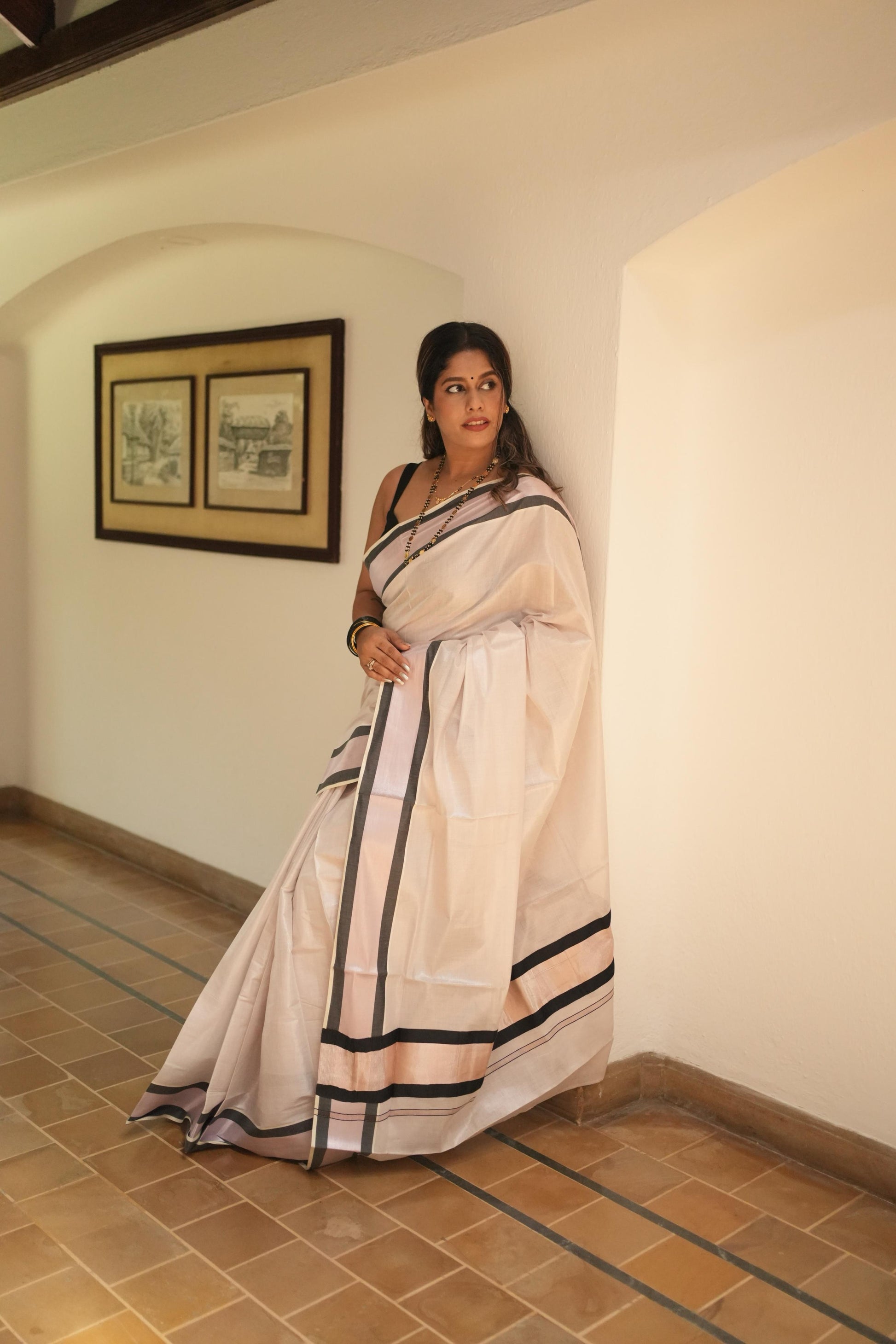 Petaline rose gold Premium rose gold tissue saree