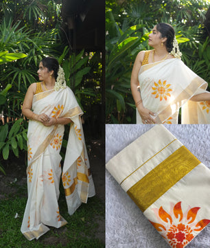 Suryakanthi sunflower kerala cottob saree