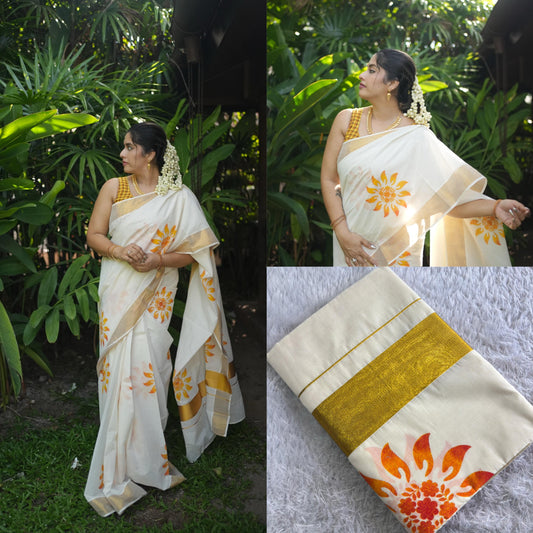 Suryakanthi sunflower kerala cottob saree