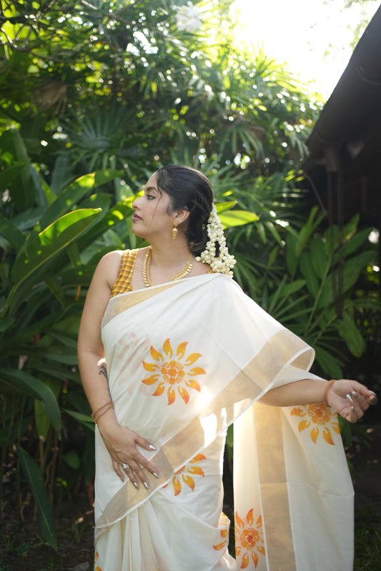 Suryakanthi sunflower kerala cottob saree