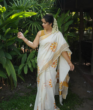 Suryakanthi sunflower kerala cottob saree