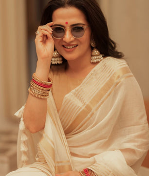 Golden lines 120s count mul cotton saree