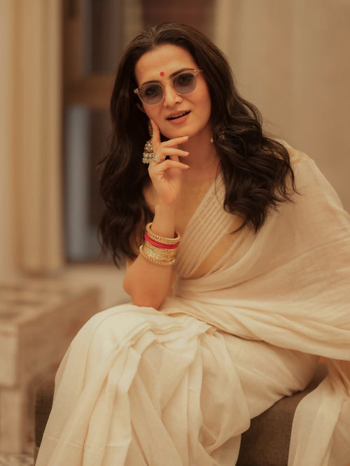 Golden lines 120s count mul cotton saree