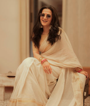 Golden lines 120s count mul cotton saree
