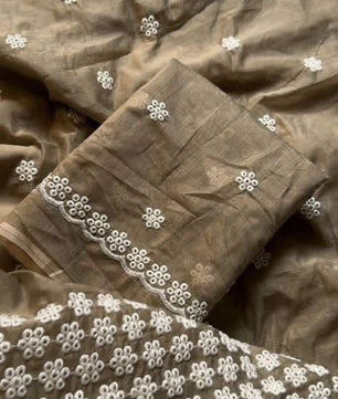 Veloura – Antique Mouse Color Chanderi Cotton Saree