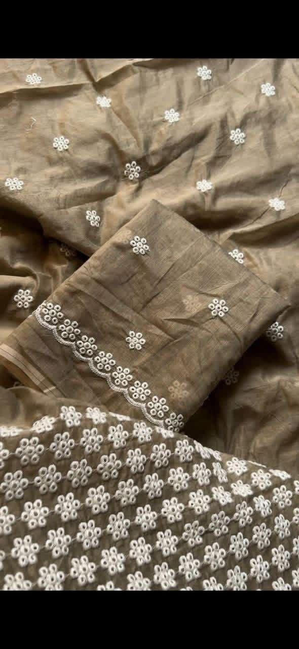 Veloura – Antique Mouse Color Chanderi Cotton Saree