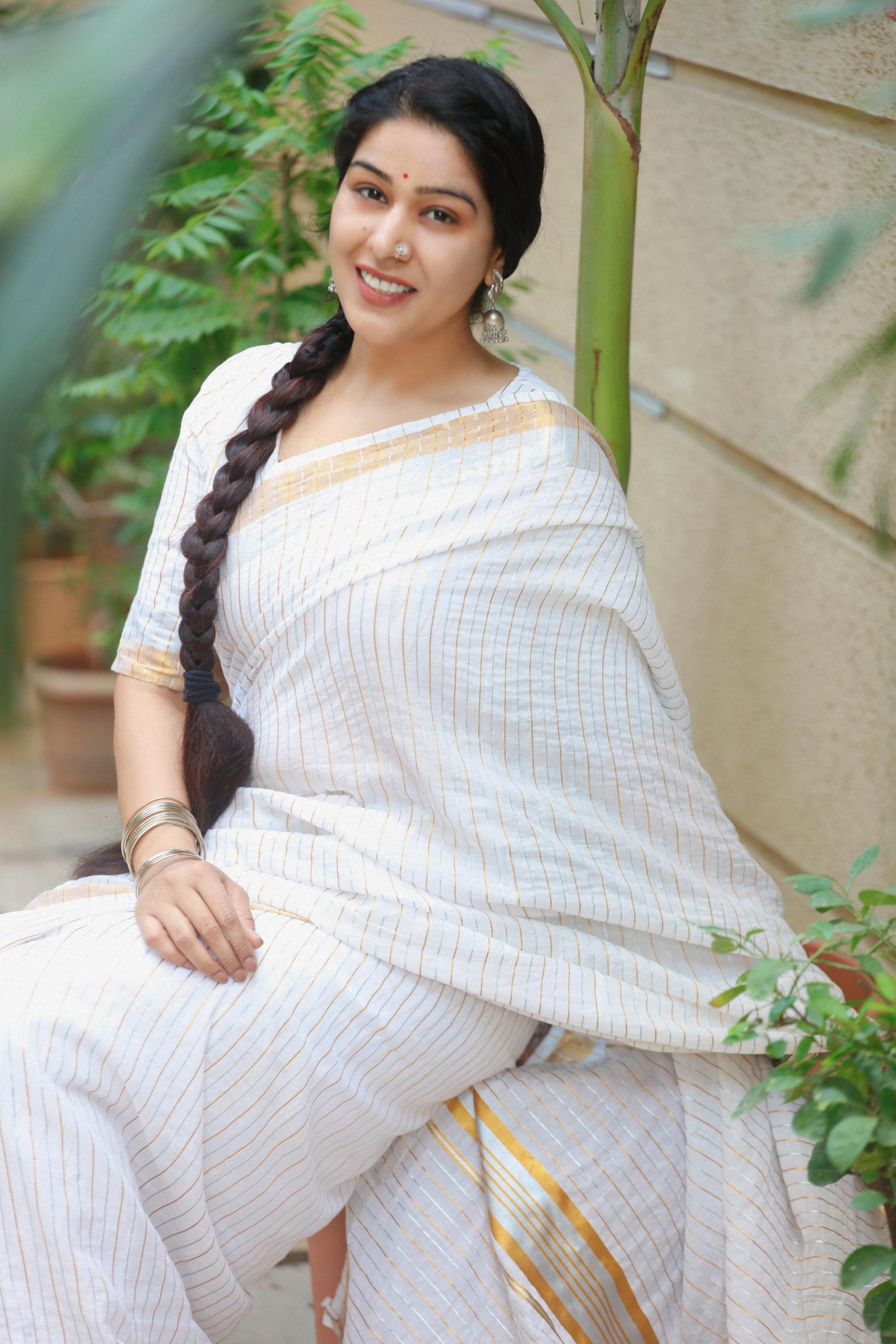 Silver gold cotton ready to wear and normal saree