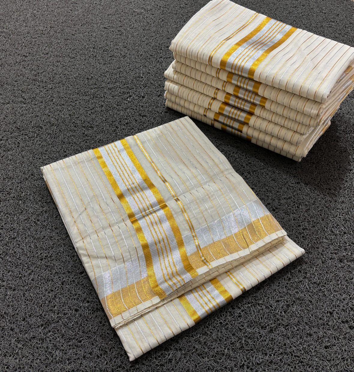 Silver gold cotton ready to wear and normal saree