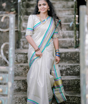 Multicolour handloom replica saree