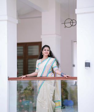 Multicolour handloom replica saree