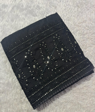 LUXE BLAC- Kota Doryia Chikankari Sequence work Saree