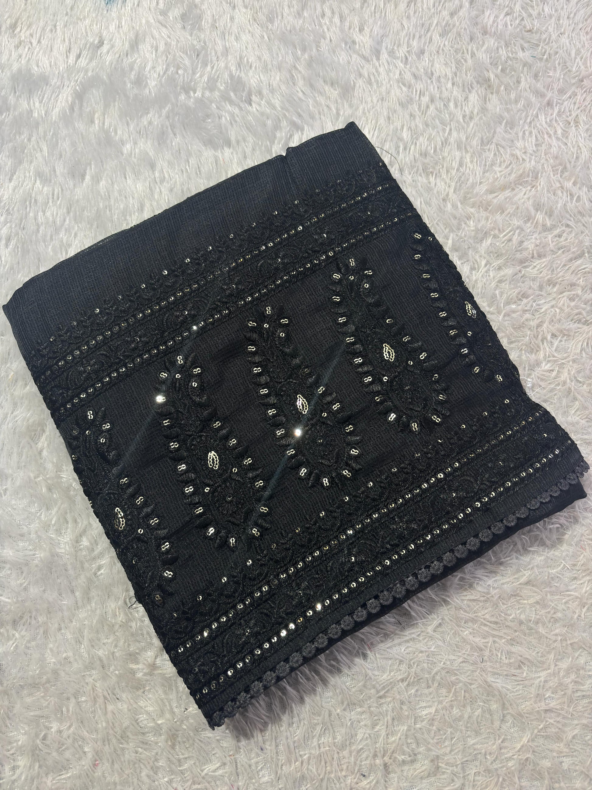 LUXE BLAC- Kota Doryia Chikankari Sequence work Saree