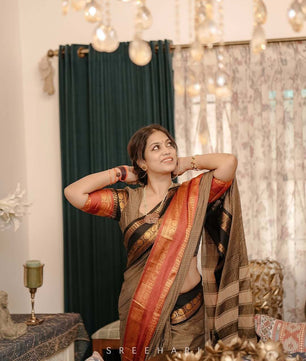 Ganga Jamuna border Jari Checks Chettinad cotton Saree