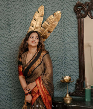 Ganga Jamuna border Jari Checks Chettinad cotton Saree