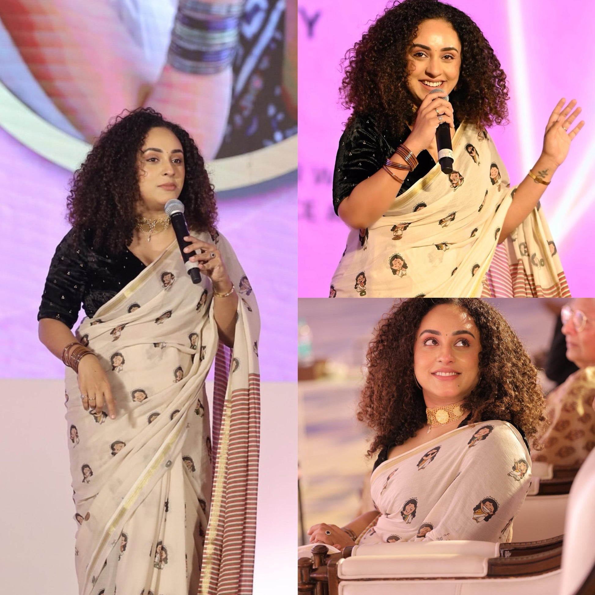 Pearly mani inspired doodle cotton saree